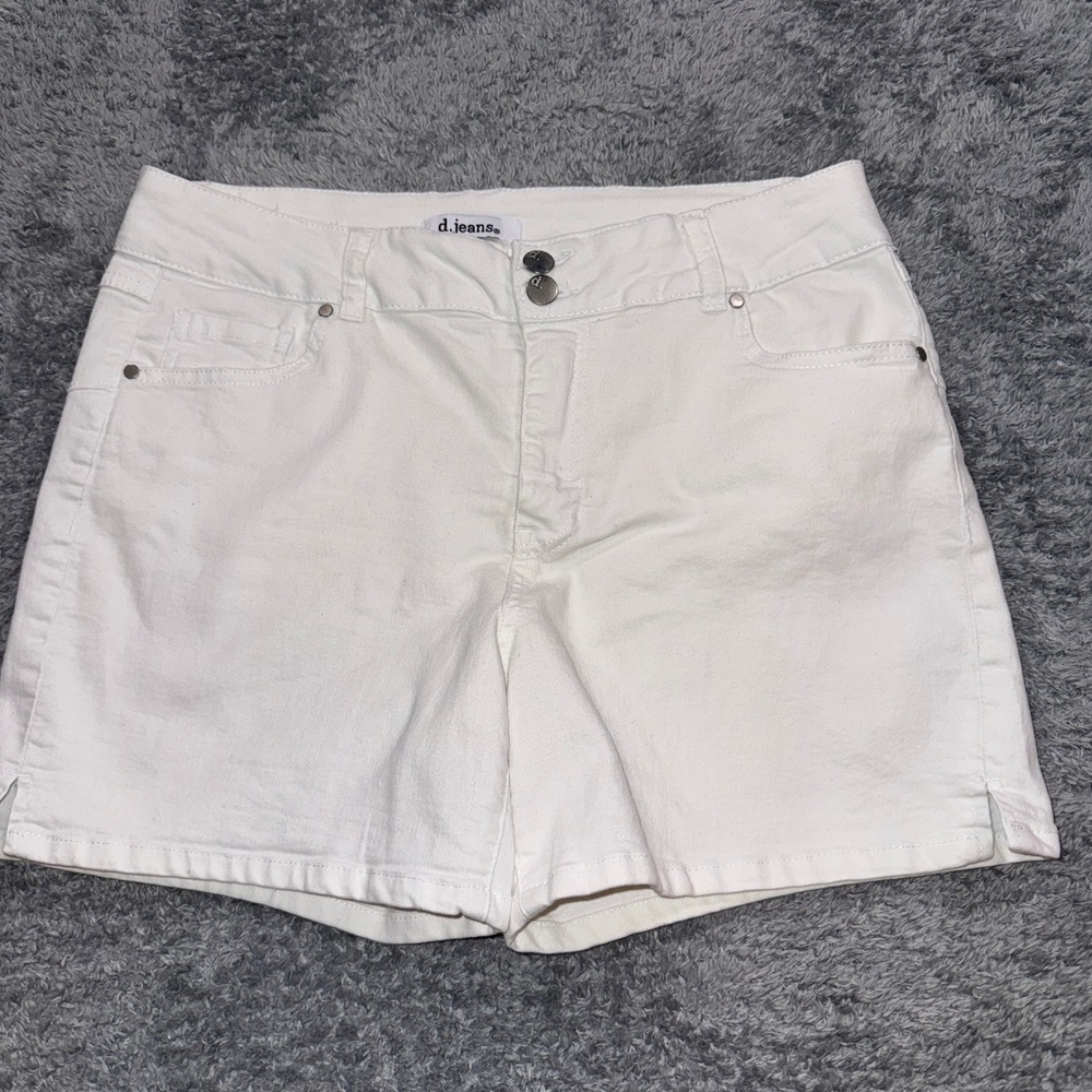 d.jeans Womens Size 10 White Denim Shorts Stretch Double Button Casual Summer